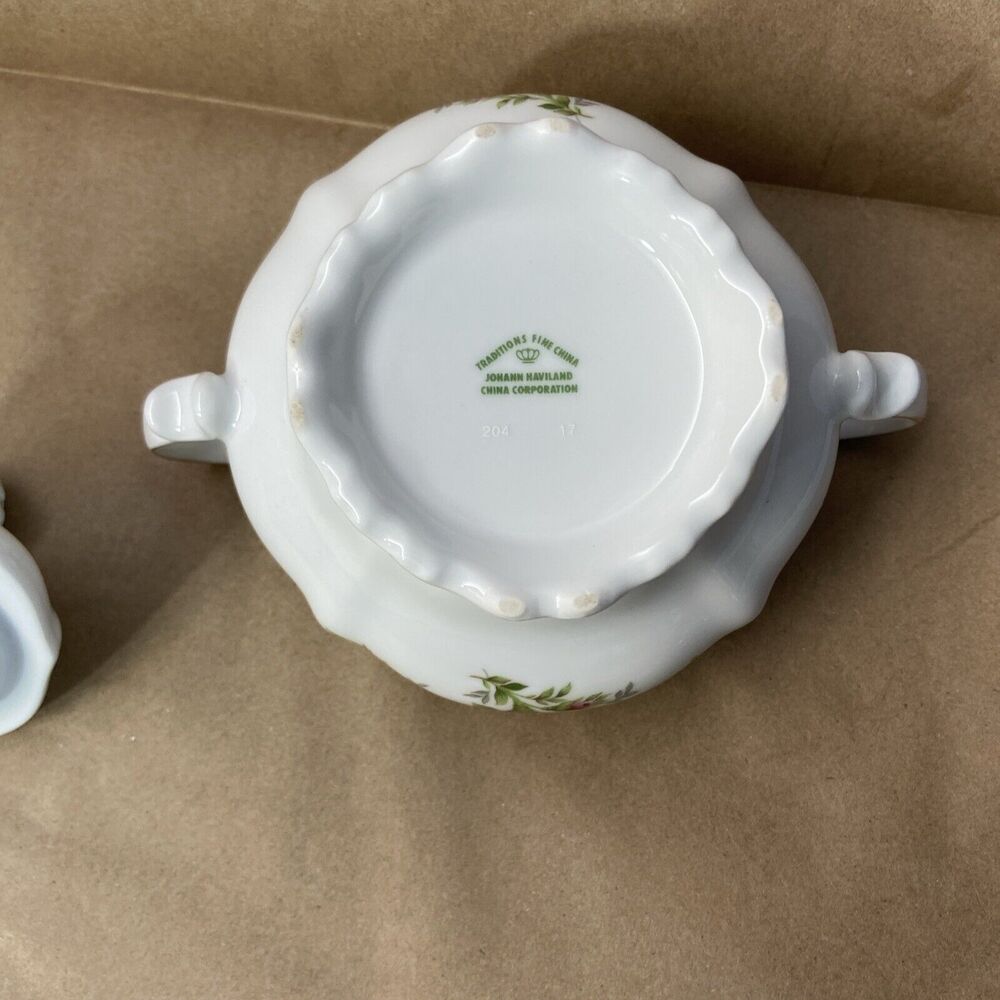 Johann Haviland Traditions Fine Porcelain China Sugar Bowl With Lid Moss Rose - Picture 5 of 7